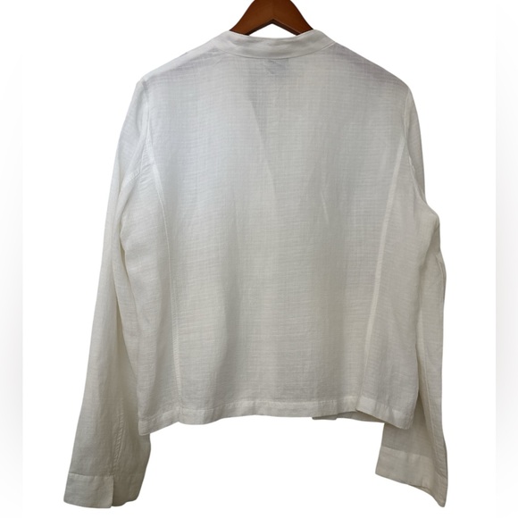 EILEEN FISHER Creamy linen blend boxy jacket w/ Mandarin collar Long sleeves PL - Picture 2 of 16